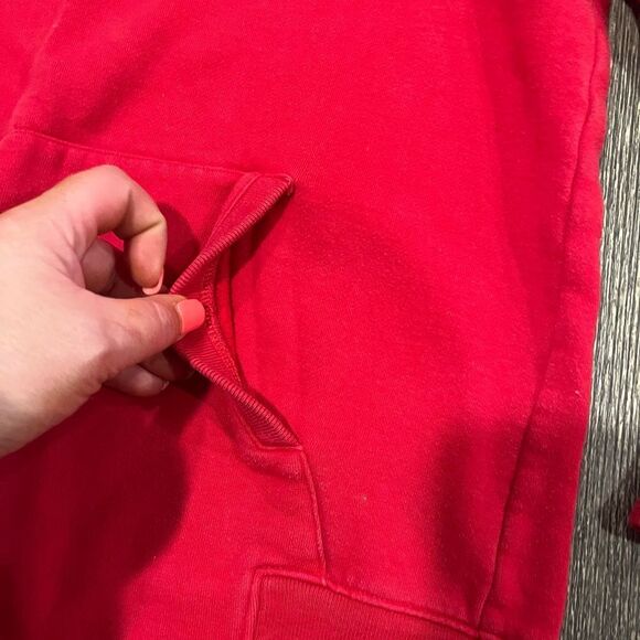 Adidas Youth Sweatshirt Hooded Pocket Front Pullover Logo Print Red Size XL - Picture 3 of 7